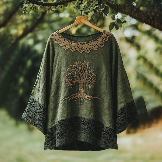 Women's Celtic Mythical Tree Of Life Lace Pattern T-shirt artswardrobe