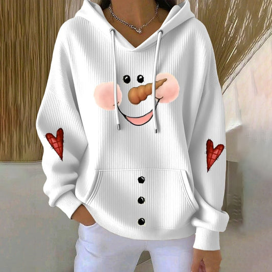 Comstylish Women's Christmas Snowman Print Casual Hoodie