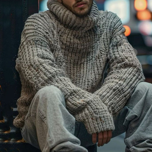 Men'S Thick Patterned Warm Turtleneck Sweater elevenforest