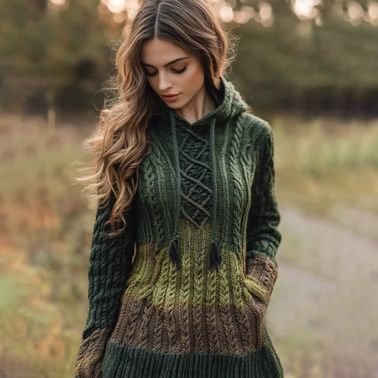 Women's Gradient Celtic Knot Cozy Hooded Sweater elevenforest