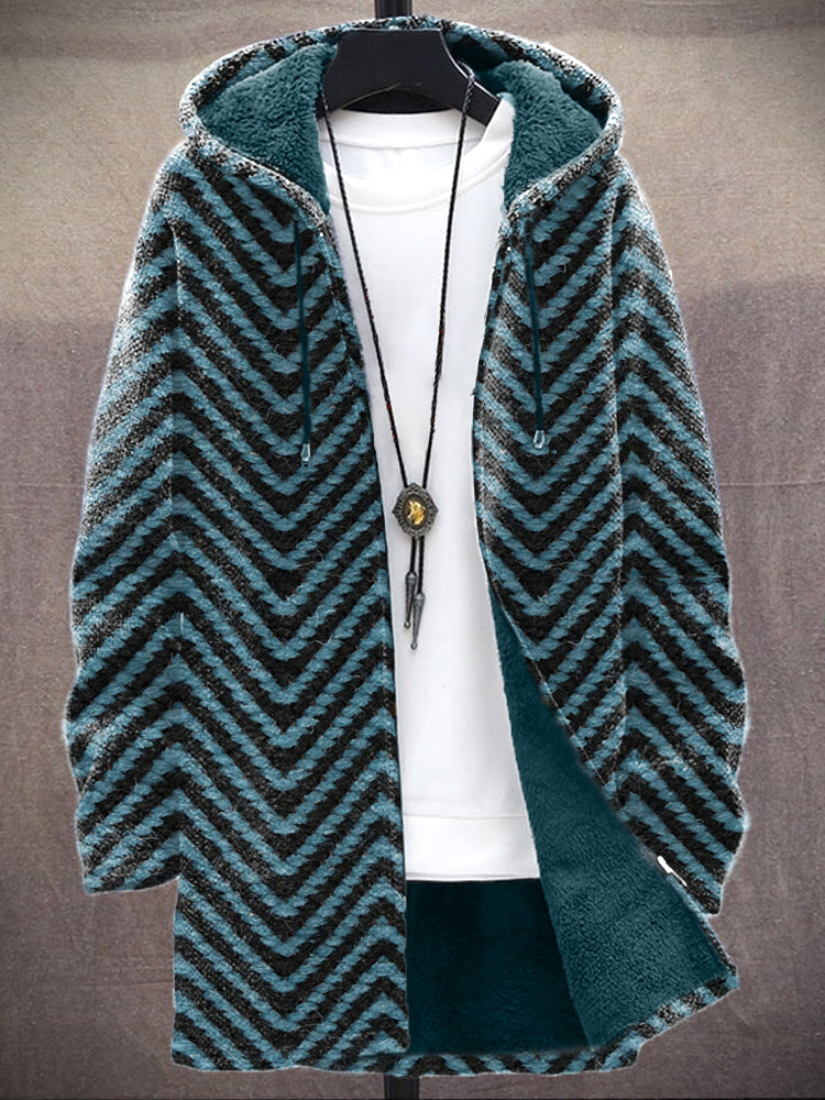 Men's Vintage Pattern Cozy Hooded Cardigan elevenforest