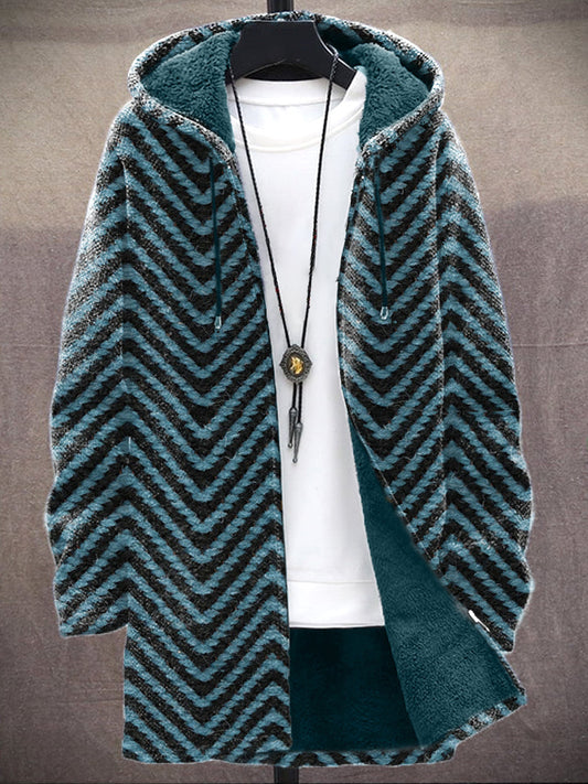 Men's Vintage Pattern Cozy Hooded Cardigan elevenforest