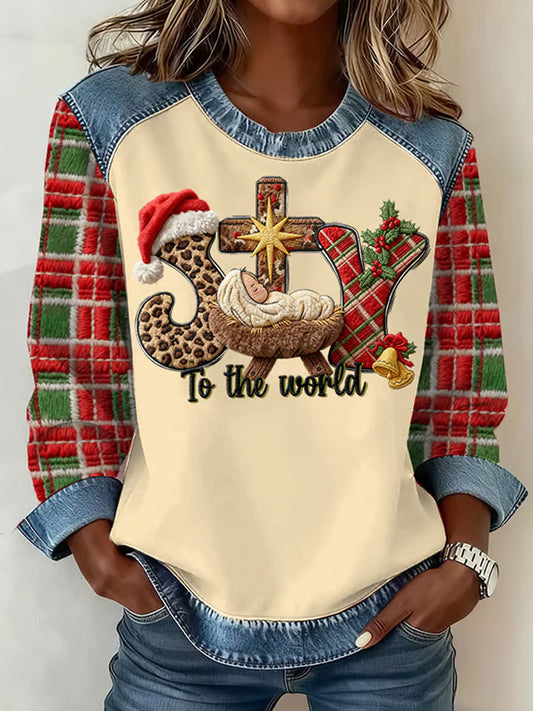 Comstylish Women's Joy To The World Printed Sweatshirt
