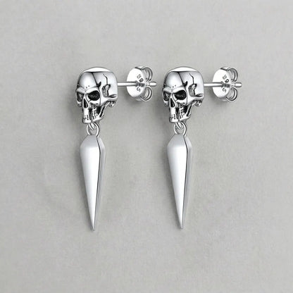 Gothic Skull Spike Drop Stud Earrings