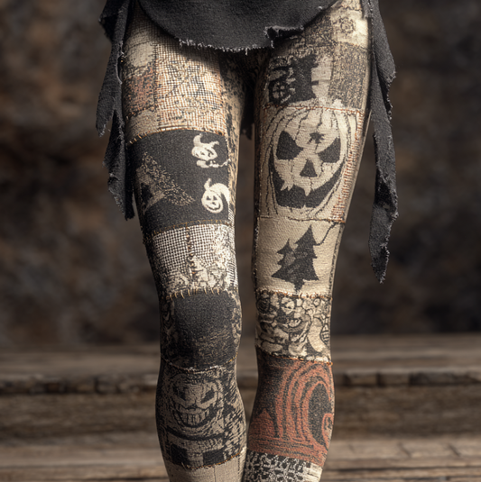 Halloween Funny Pumpkin Element Women's Knitted Tight-fitting Leggings artswardrobe