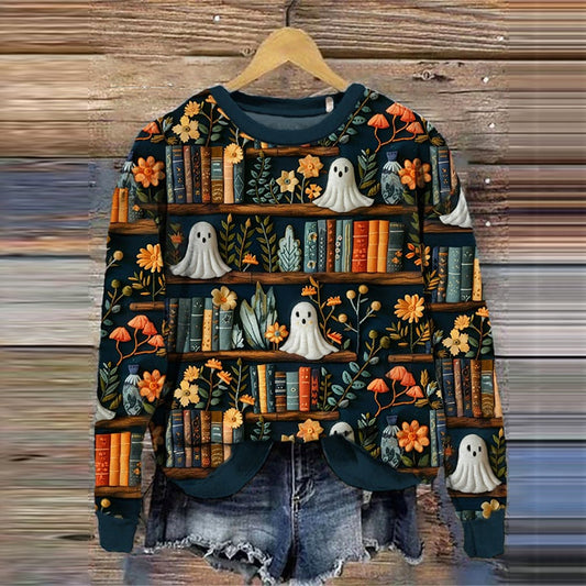 Comstylish Women's Halloween Boos Print Sweatshirt