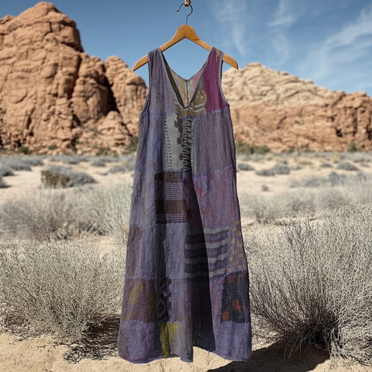 Women's Vintage Patchwork Art Tank Dress artswardrobe