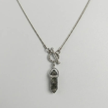 Serpentine Cipher Crystal Point Necklace