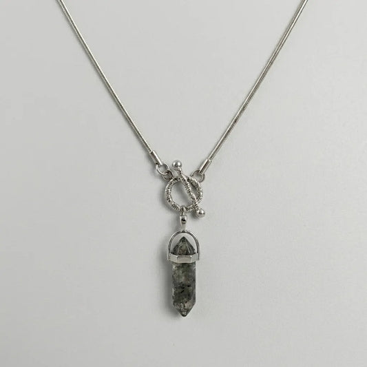 Serpentine Cipher Crystal Point Necklace