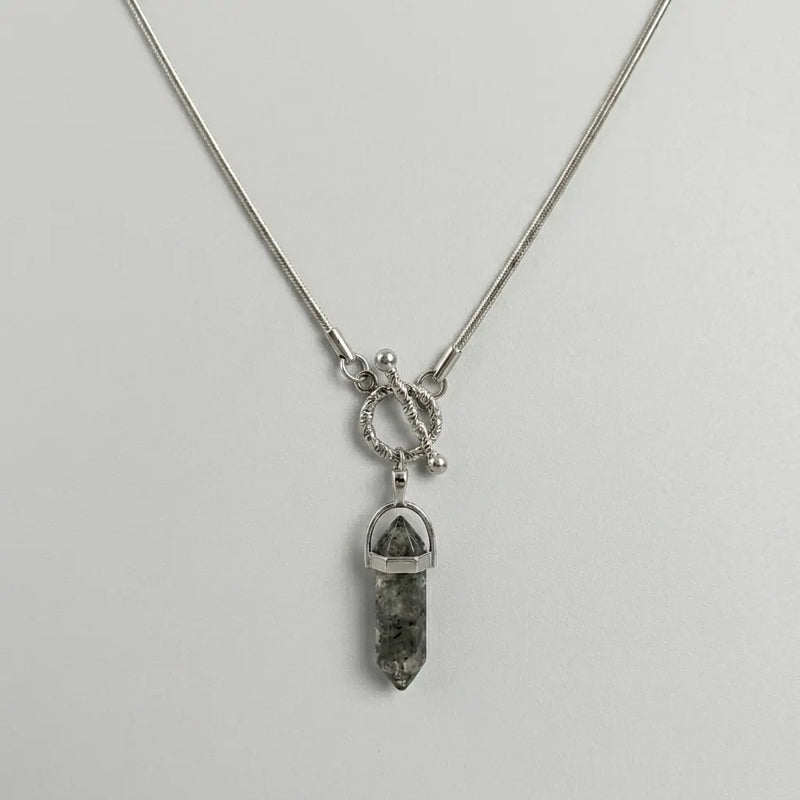 Serpentine Cipher Crystal Point Necklace