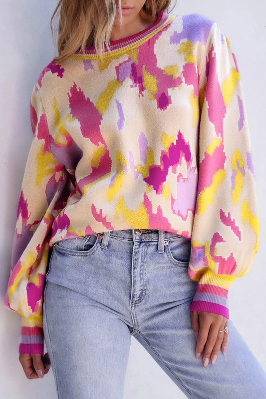 Kristina® | Contrasting long-sleeved sweater with a crew neck