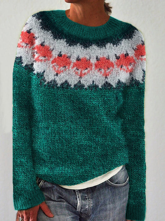 Forest Fox Inspired Knit Cozy Yoke Sweater artswardrobe