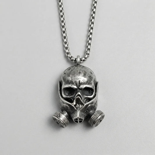 Toxic Reaper Skull Gas Mask Pendant Necklace