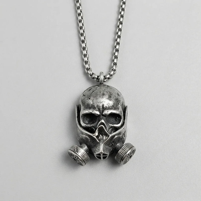 Toxic Reaper Skull Gas Mask Pendant Necklace