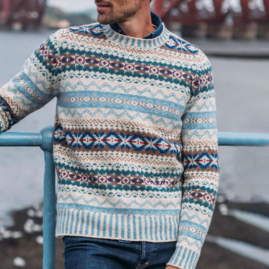 Vintage Brodie Knit Jacquard Crew Neck Sweater elevenforest