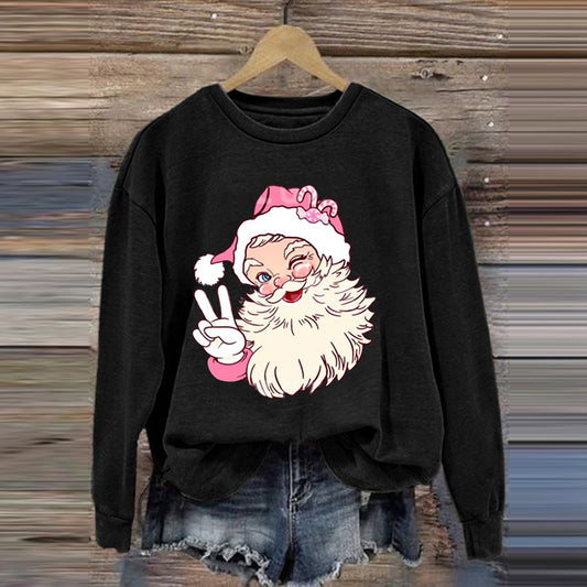 Comstylish Women's Cute Santa Claus Print Sweatshirt
