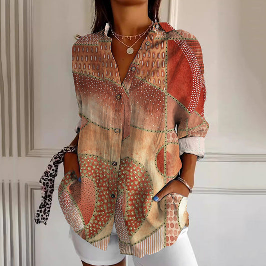 Comstylish Contrast Geometric Print Women'S Shirt