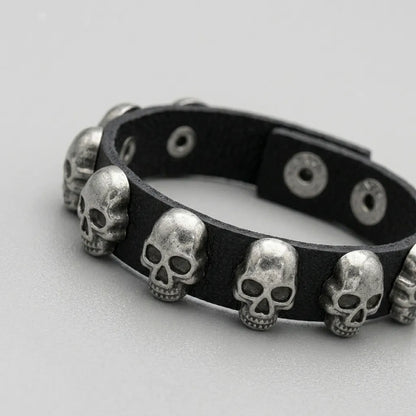 Legion of Skulls Leather Bracelet