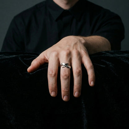 Double Lightning Bolt Open Band Ring