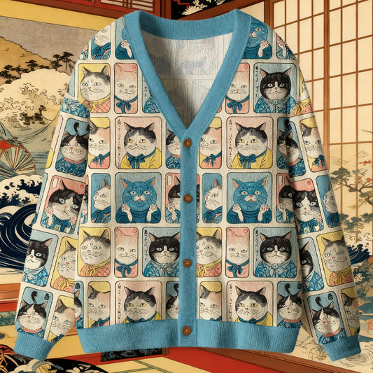 Many Cats Are Watching You Ugly Cardigan Sweater elevenforest