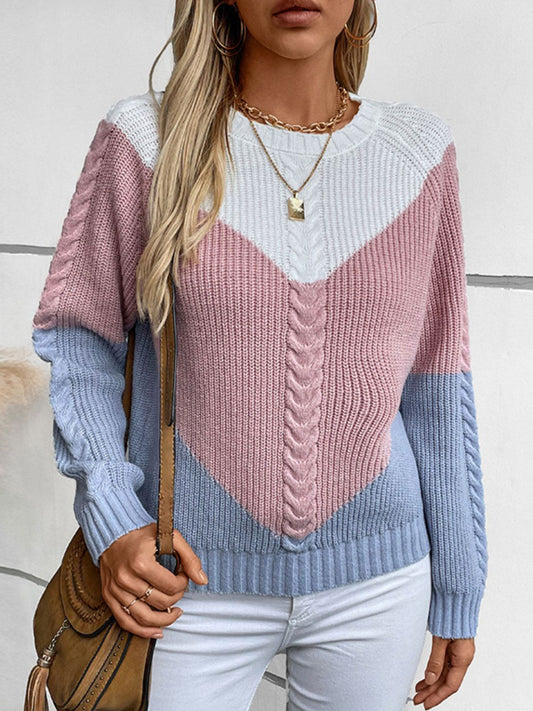 Nora® | Color block sweater with a crew neck and long sleeves
