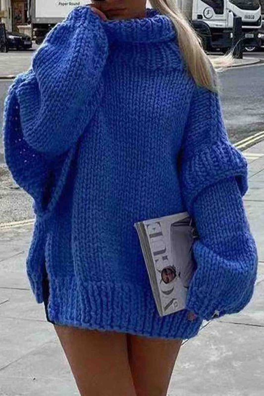 Carina® | Solid color sweater with long sleeves and a cowl neckline