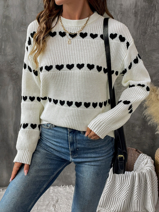 Fabiola® | Heart-shaped, long-sleeved crew neck sweater