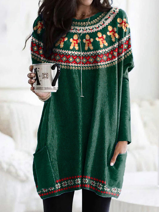 Christmas Gingerbread Pattern Cozy Long T-Shirt artswardrobe