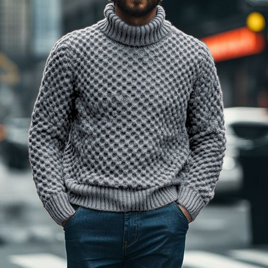 Men's Vingate Chunky Knitting Jacquard Turtleneck Sweater artswardrobe