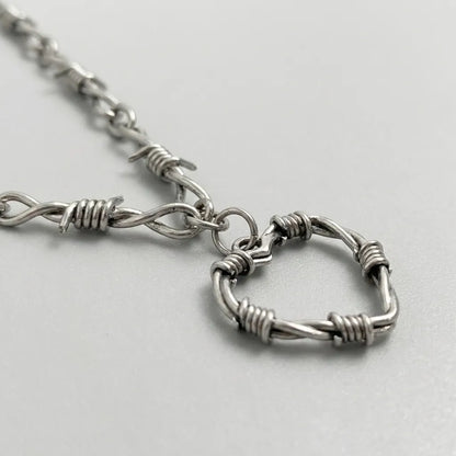 Thorned Wire Heart Pendant Necklace