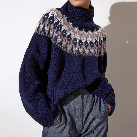 Vintage Icelandic Knit Women's Turtleneck Sweater artswardrobe