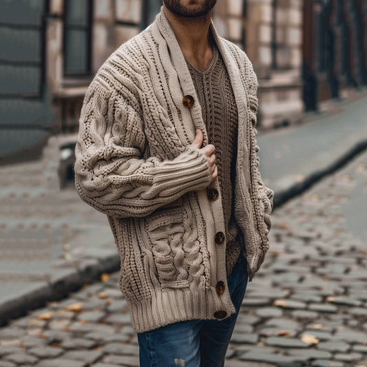 Men's Vintage Hand-knitted Jacquard Cardigan Sweater elevenforest