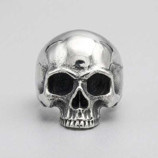 Classic Half-Jaw Skull Wide Band Ring