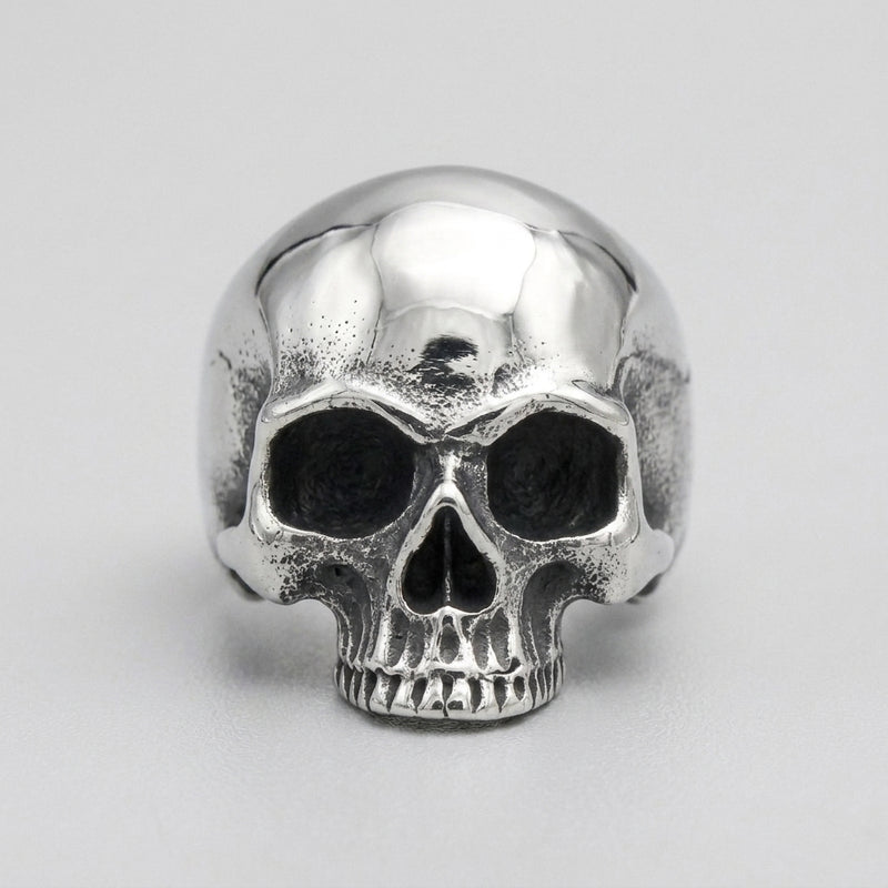Classic Half-Jaw Skull Wide Band Ring