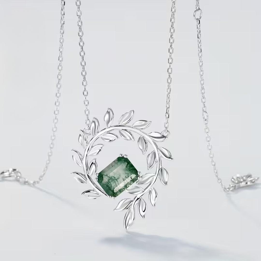 Moss Agate Fern Necklace