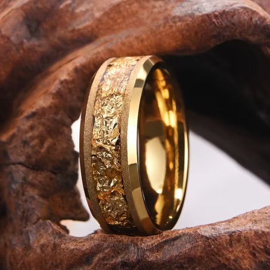 Golden Tungsten Ring