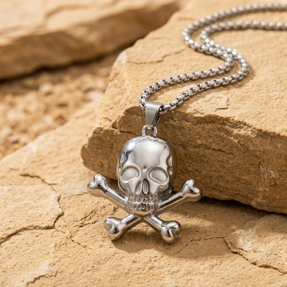 Classic Skull & Crossbones Pendant Necklace