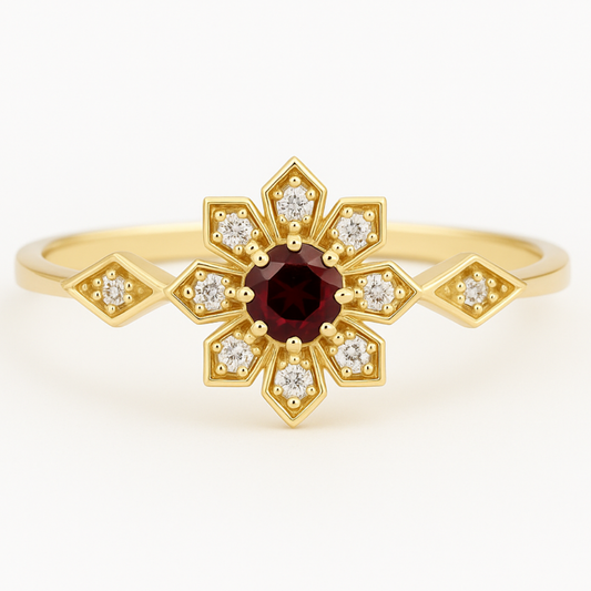 Crimson Sunburst Ring