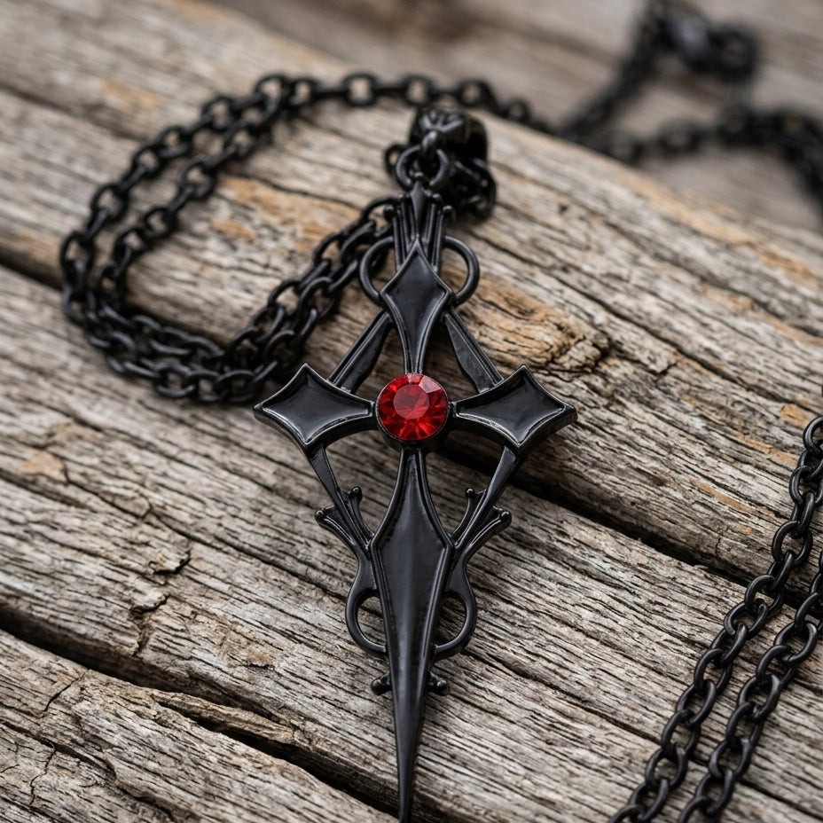 Crimson Stone Gothic Necklace