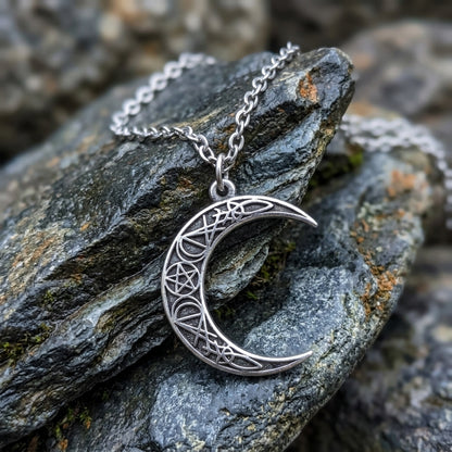 Dark Crescent Celtic Knot Necklace