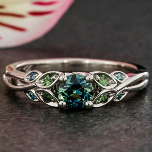 Green Zirconia Nature Silvered Ring