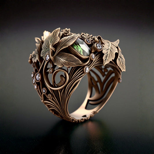 Exotic Bronze Crystal Nature Ring