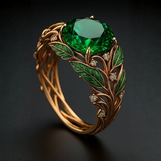 Exotic Green Crystal Nature Craft Ring