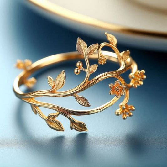 Exotic Gold Floral Branch Ring