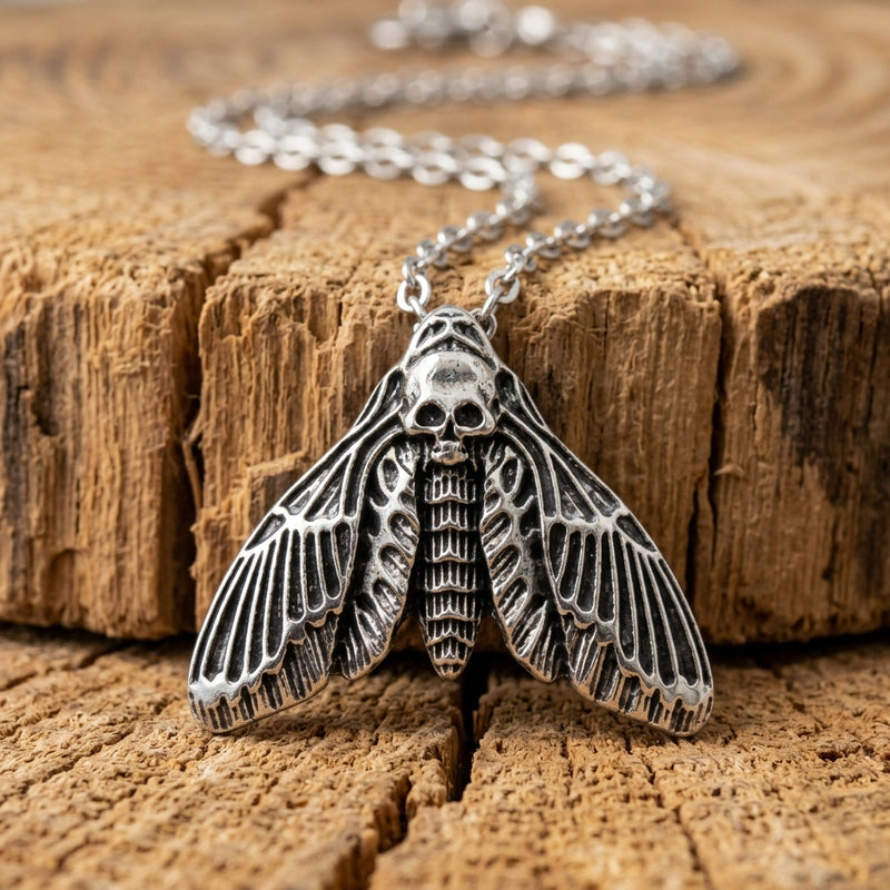 Head Hawk Moth Skull Pendant Necklace