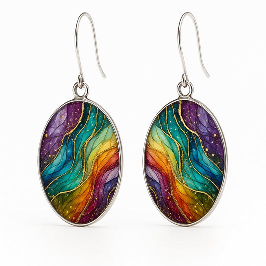 Colorful Round Stone Earrings
