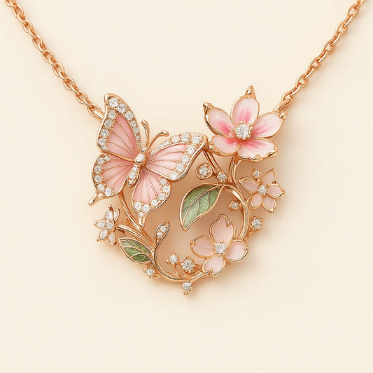 Nature Bright Butterfly Zirconia Necklace