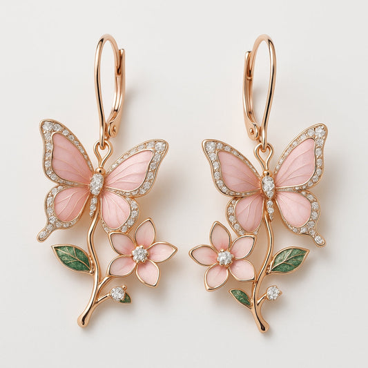 Nature Bright Butterfly Zirconia Earrings