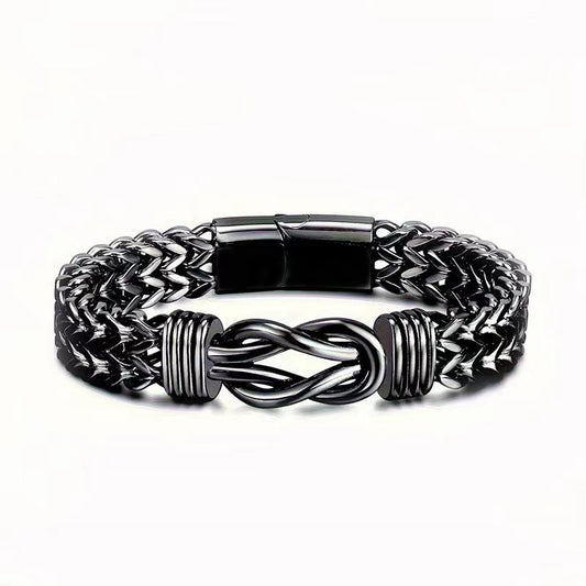Black Stainless Steel Infinity Knot Cuban Link Bracelet