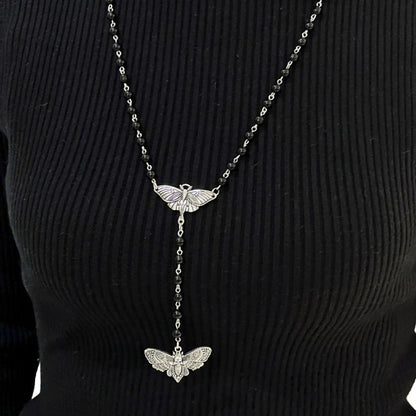 Winged Duality Lariat Necklace